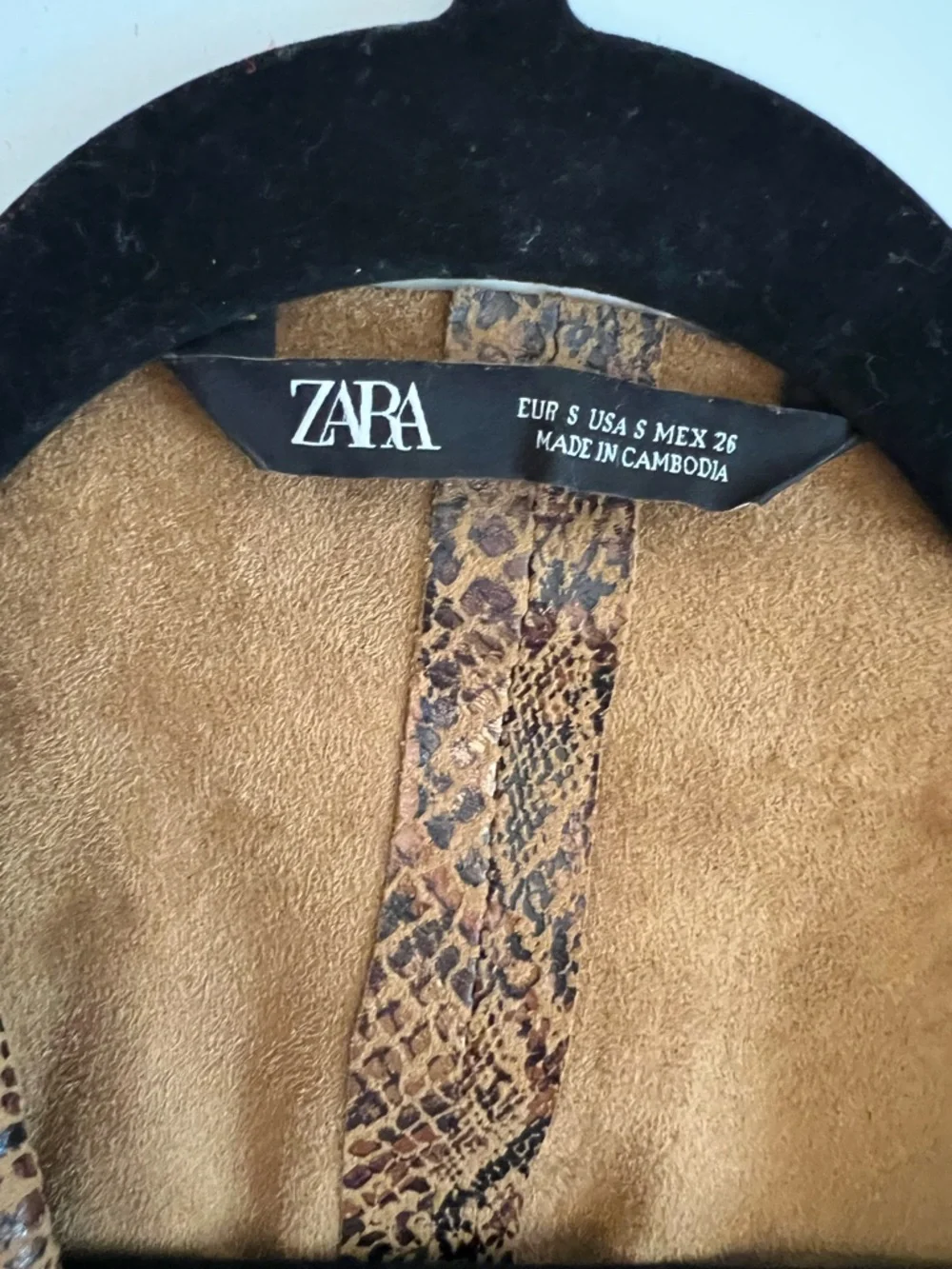 Zara Snakeskin Suede Open Jacket